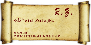 Rövid Zulejka névjegykártya